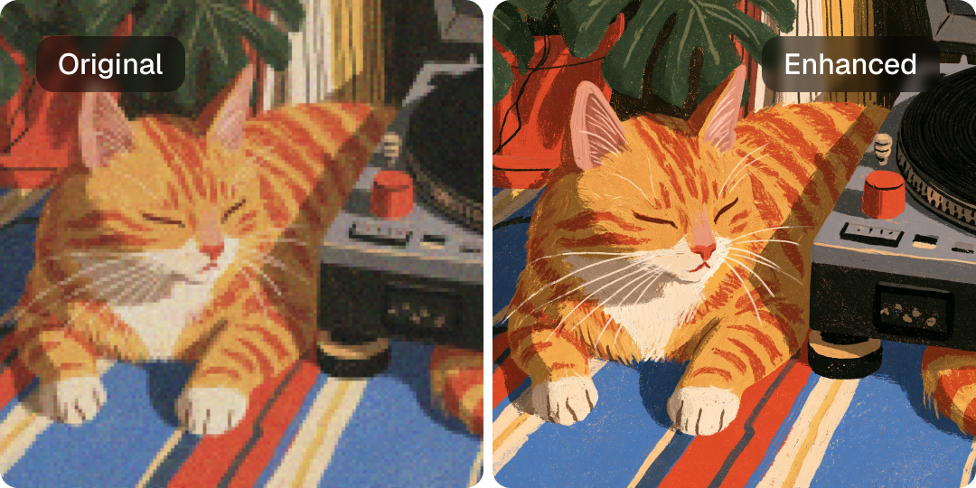 Illustrations & Animation: original and enhanced comparison