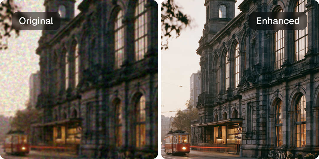 Older Footage: original and enhanced comparison