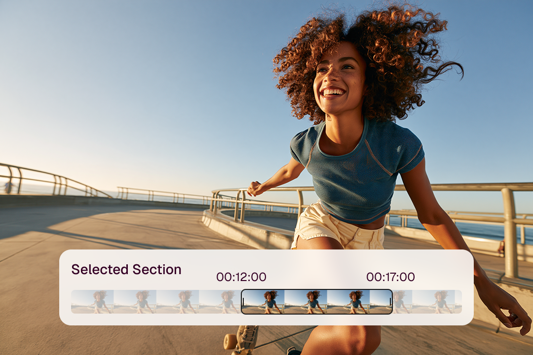 Surfer video with a selected timeline section and annotation